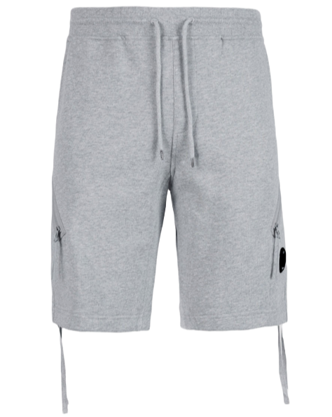 C.P. Company Diagonal Raised Fleece Shorts in Grey Melange