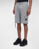 C.P. Company Diagonal Raised Fleece Shorts in Grey Melange