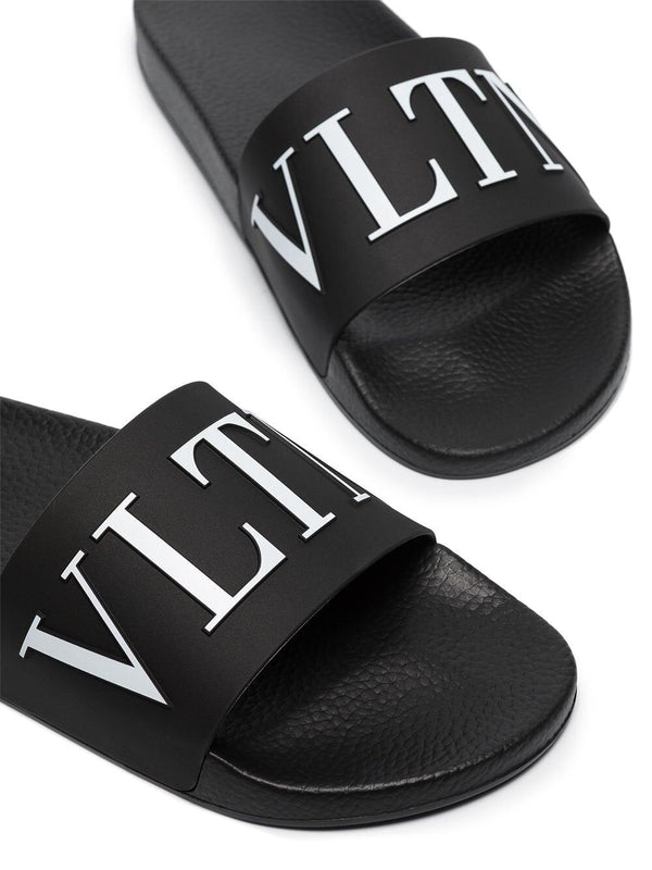 Valentino Garavani VLTN-print Sliders Black