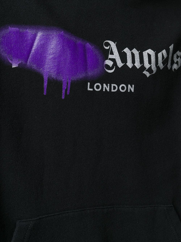 Palm Angels London Sprayed-logo Hoodie in Black