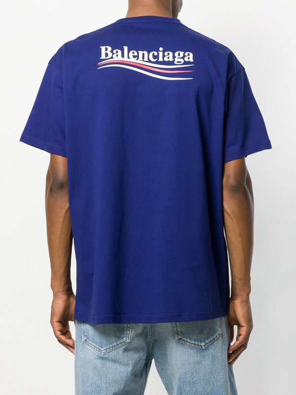 Balenciaga Political Campaign Logo Blue T-shirt
