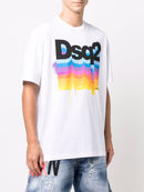 Dsquared2 Multi Paint Logo Slouch T-shirt in White