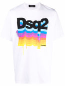 Dsquared2 Multi Paint Logo Slouch T-shirt in White