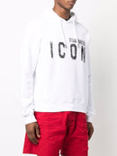 Dsquared2 Icon Paint-splatter Cotton Hoodie White