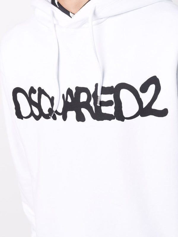 Dsquared2 Fluorescent Spray Hoodie in White