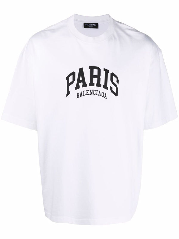 Balenciaga Paris Logo Cotton T-shirt White