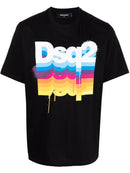Dsquared2 Multi Paint Slouch Logo T-shirt in Black