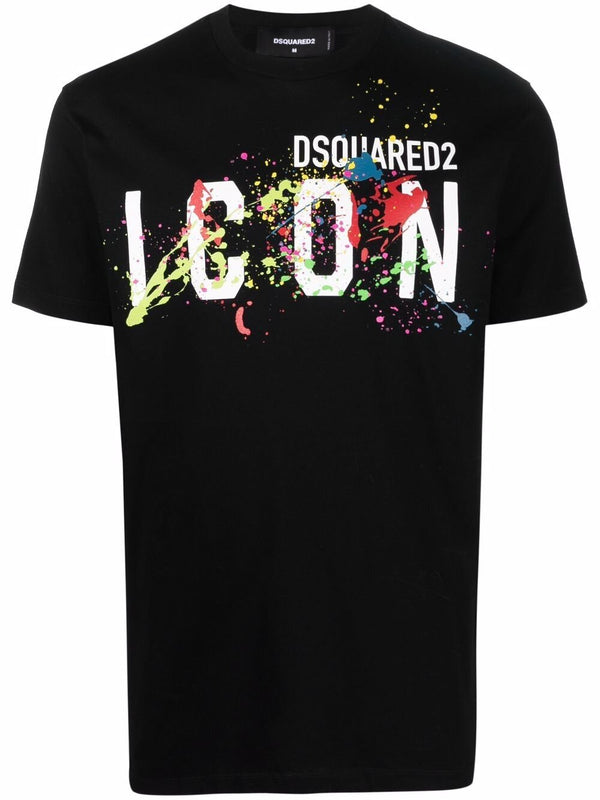 Dsquared2 Icon Paint Splattered T-shirt Black