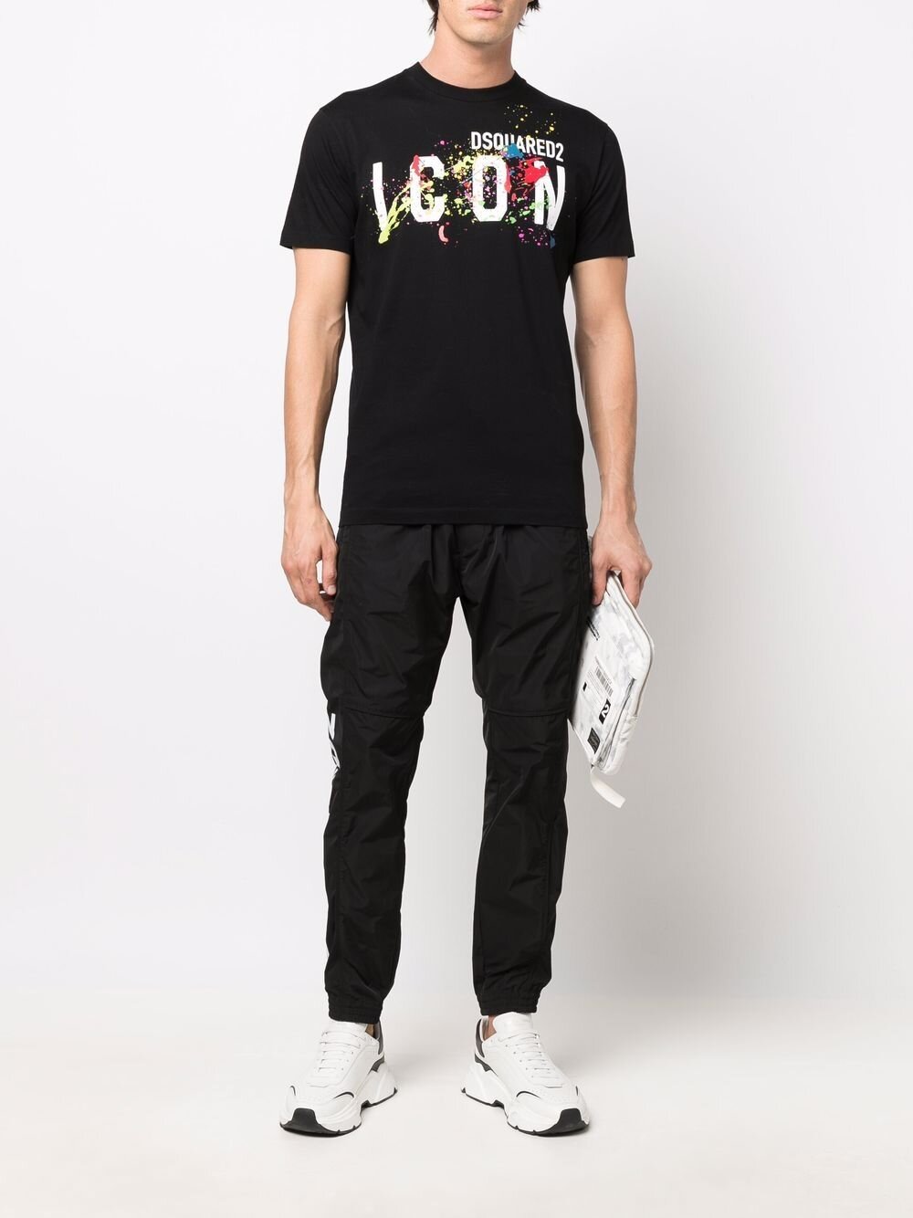 DSquared2 Grey Marl Paint Splatter T-Shirt