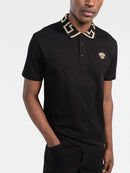 Versace Greca Collar Polo Shirt Black