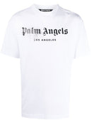 Palm Angels Rhinestone Sprayed Logo-print T-shirt in White