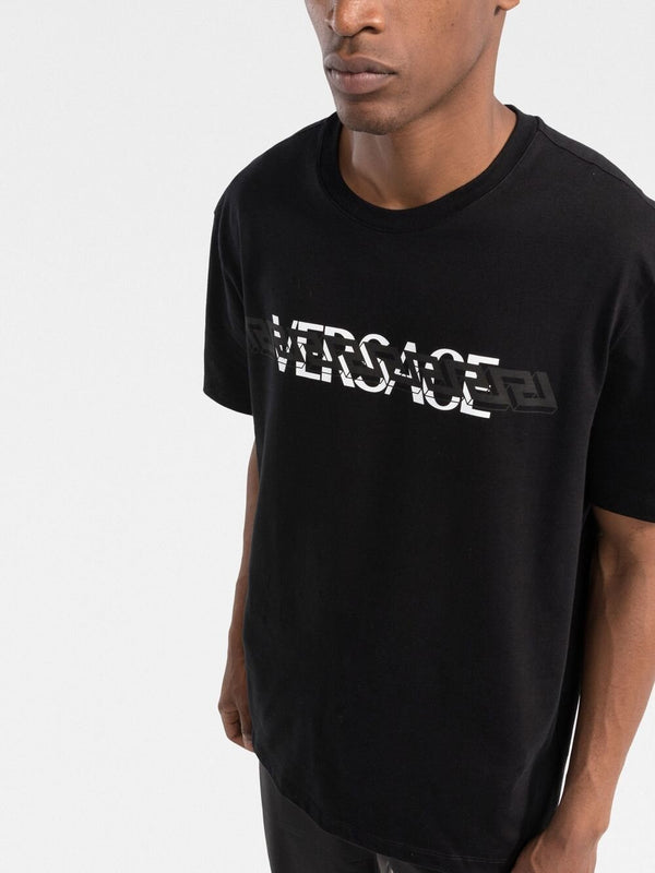Versace Logo-print Crew-neck T-shirt in Black