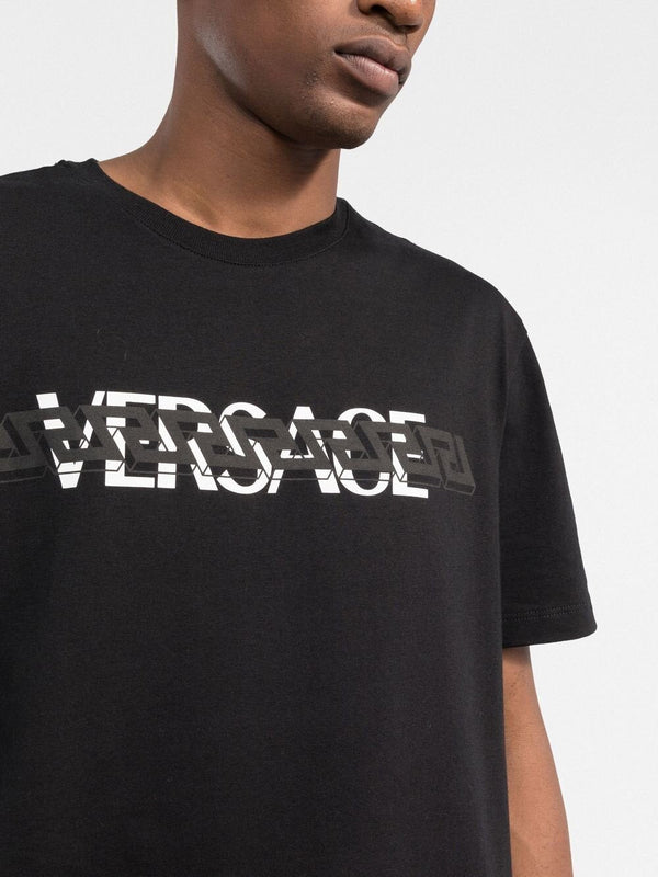 Versace Logo-print Crew-neck T-shirt in Black