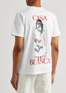 Casablanca Tennis Girl White Printed Cotton T-shirt