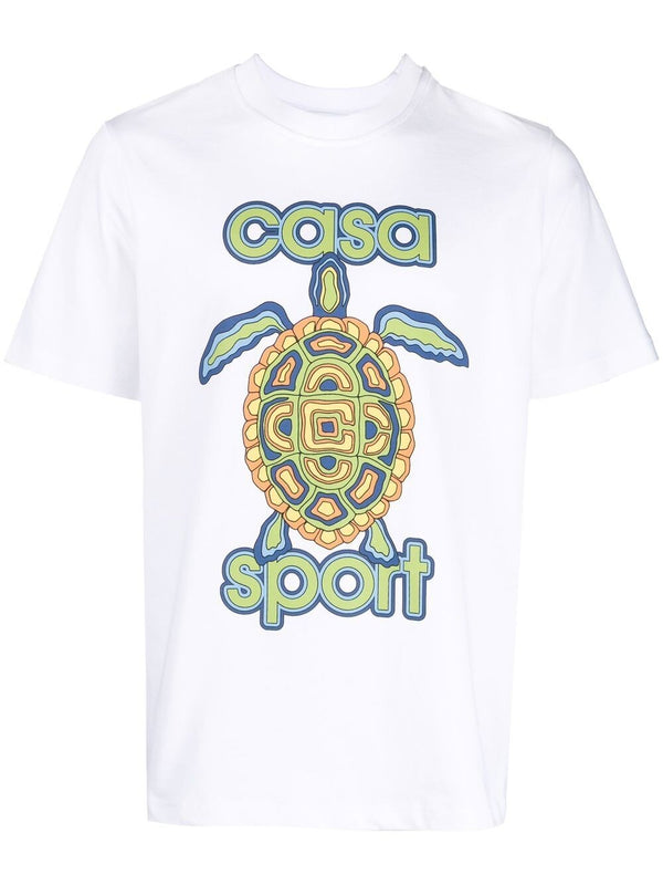 Casablanca Casa Turtle Graphic Print T-shirt in White