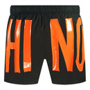 Moschino Large Orange Logo Black Swim Shorts