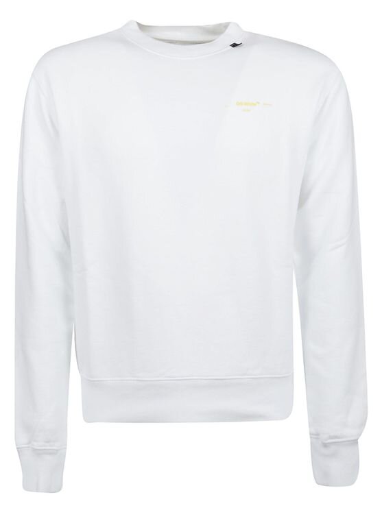 Off-White Yellow Black Arrow Back Logo White Sweatshirt