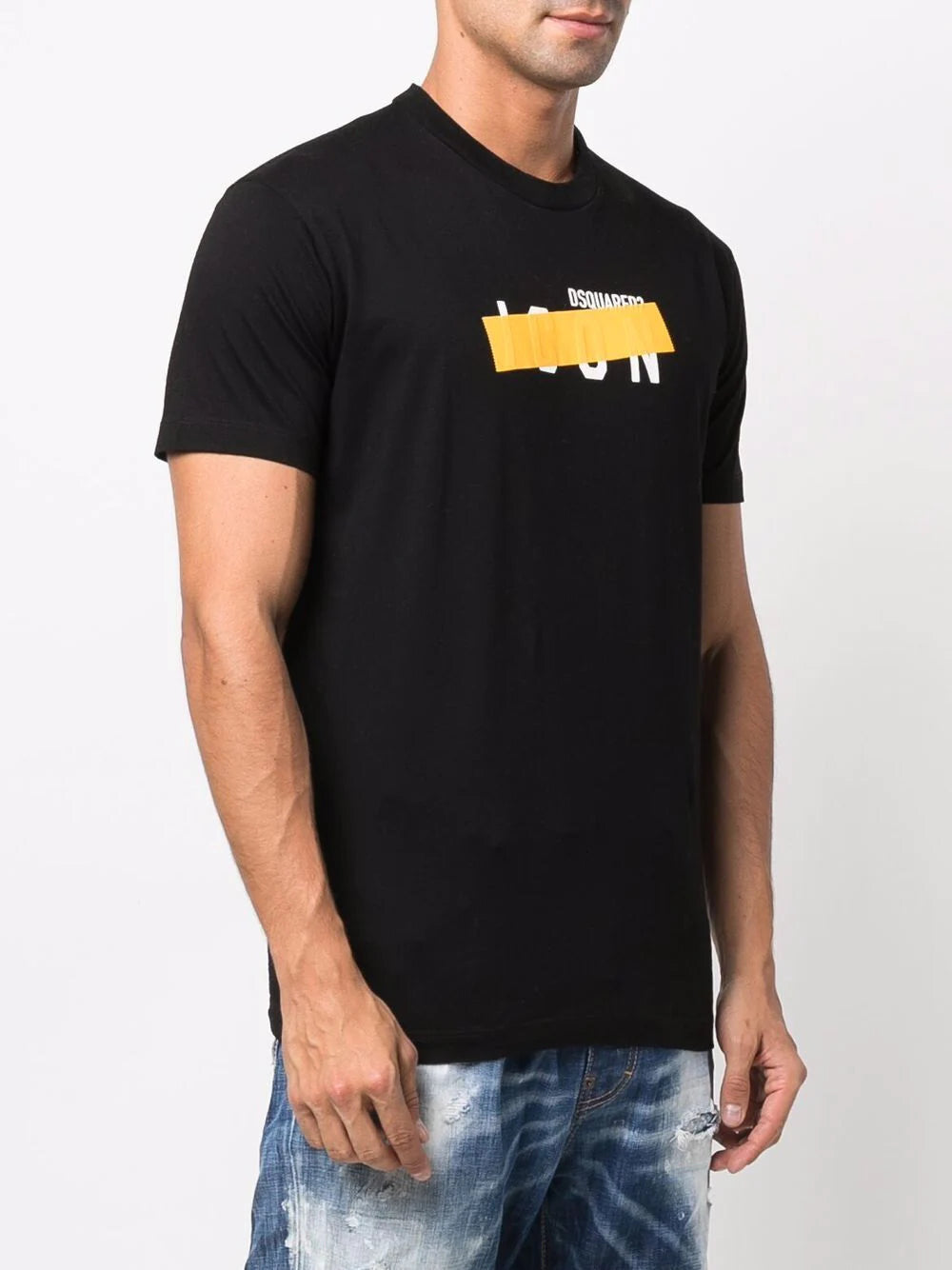 Dsquared2 Yellow Icon Tape Detail Cotton T-shirt in Black – Santos Couture