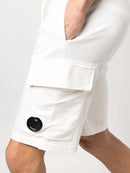 C.P. Company Lens Cotton Shorts in White
