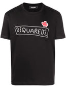 Dsquared2 Maple Leaf Logo Doodle-print T-shirt in Black