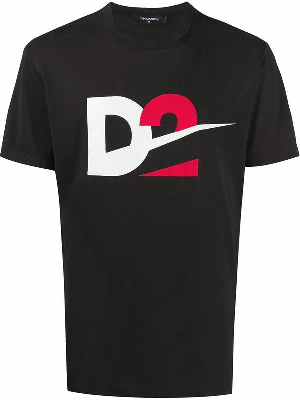 Dsquared2 D2 Sliced Logo Black T-shirt in Black