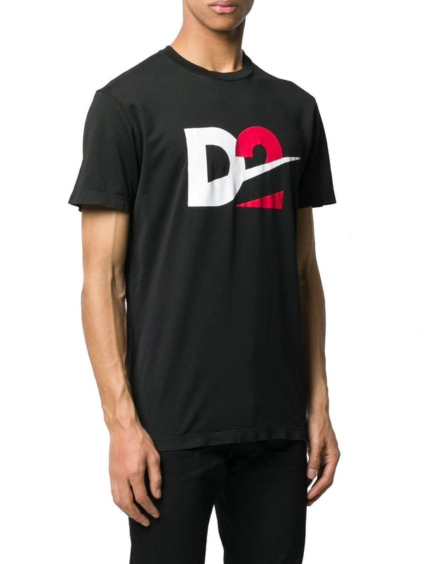 Dsquared2 D2 Sliced Logo Black T-shirt in Black