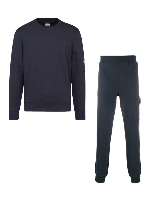 C.P. Company Sweatshirt & Diagonal Joggers Tracksuit in Total Eclipse Navy