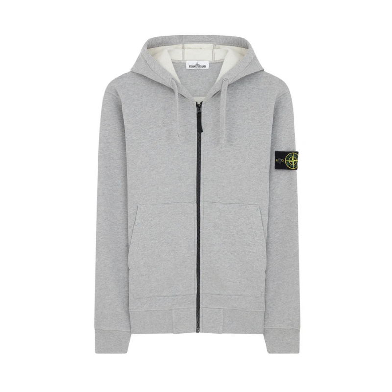 Stone island zip outlet hoodie grey