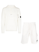 C.P. Company Logo Patch Hoodie & Short Set in White